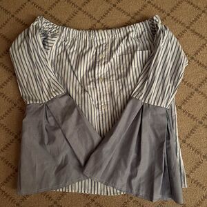 Kate Michael Jensen off the shoulder button down shirt w ruffle sleeves NWOT S